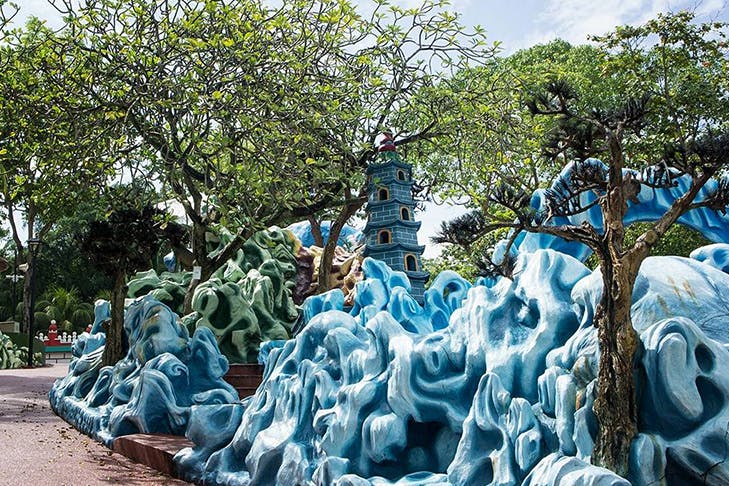 Blue ocean art installation at Haw Par Villa in Singapore.